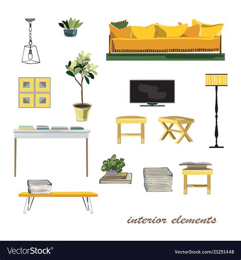 Interior Design Elements Furniture Collection Vector Image