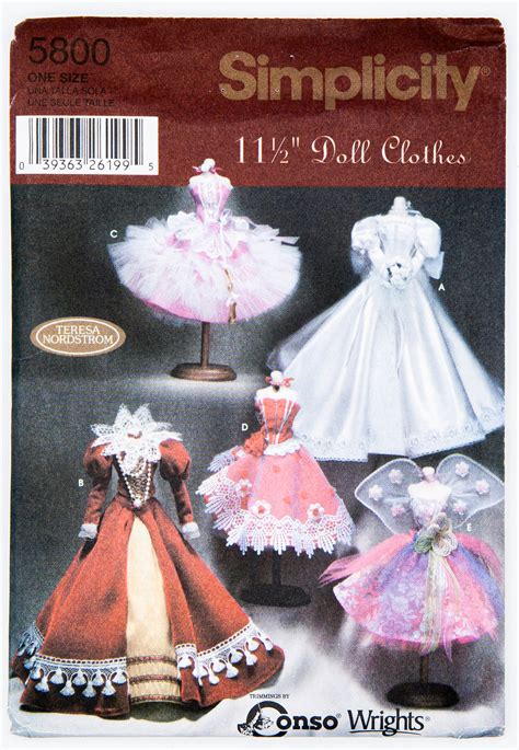 Simplicity Doll Clothes Patterns 5800 Authentic Victorian Etsy