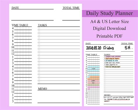 Study Planner Printables Simply Print It Out And Fill In The Blanks