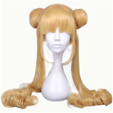 New Sailor Moon Wig Flax Gold Long Curly Anime Cosplay Wigs 100cm