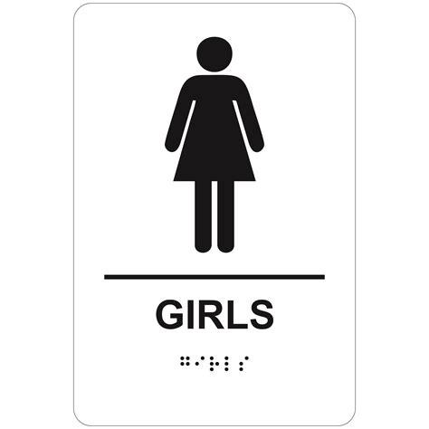 Girls Restroom Economy Ada Signs With Braille Winmark Stamp And Sign