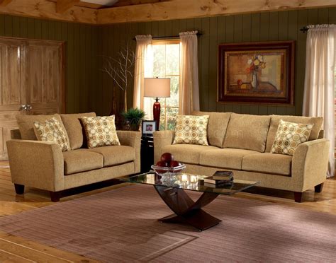 Barton Camel Fabric Casual Living Room Sofa And Loveseat Set