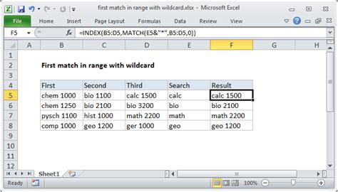 Excel Formula First Match In Range With Wildcard Exceljet