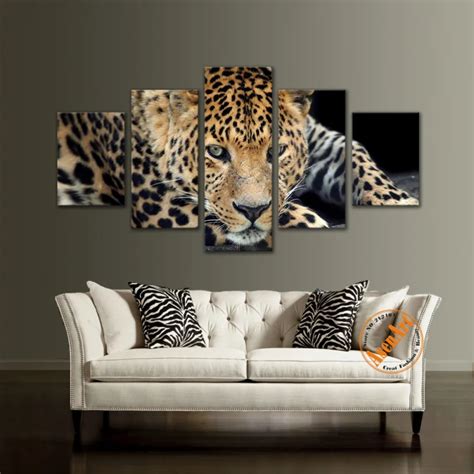 5 Piece Canvas Art Leopard Painting Modern Home Decoration Wall Art