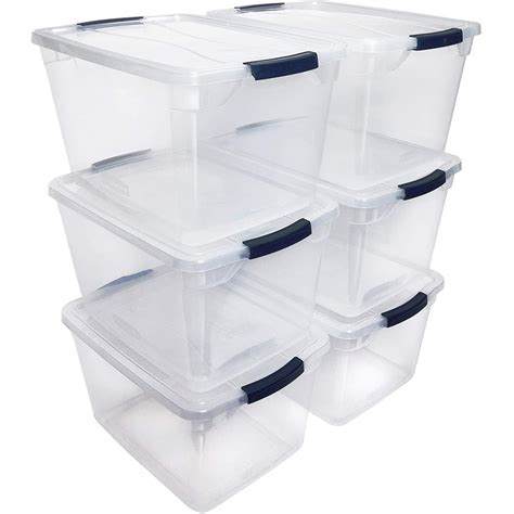Rubbermaid Cleverstore 30 Quart Plastic Storage Tote Container With Lid