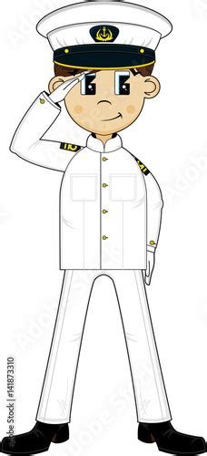 Cute Cartoon Navy Sailor Captain Stock Vector Adobe Stock