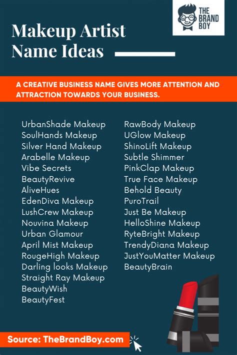 479 Catchy Makeup Artist Name Ideas Video Infographic Makeup