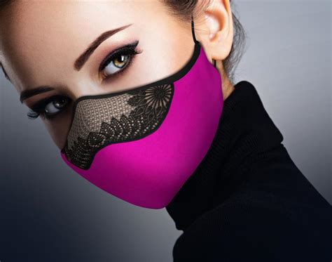 Designer Face Mask Pink Lace Print Fashion Filter Pocket Sexy