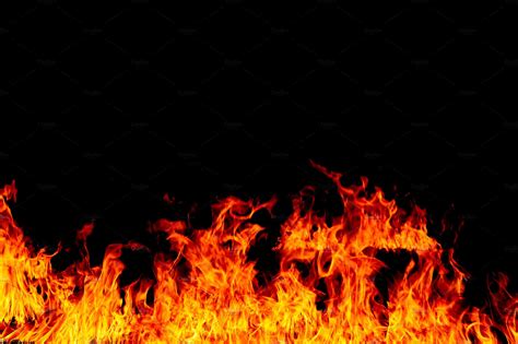 Fire Flames On A Black Background High Quality Stock Photos