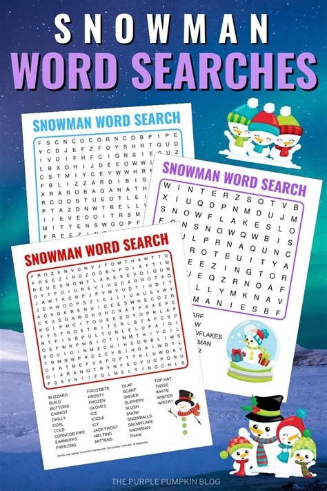 These printable word searches will be sure to challenge even the most advanced puzzler. Nine Free Printable Snowman Word Search Puzzles (Easy ...