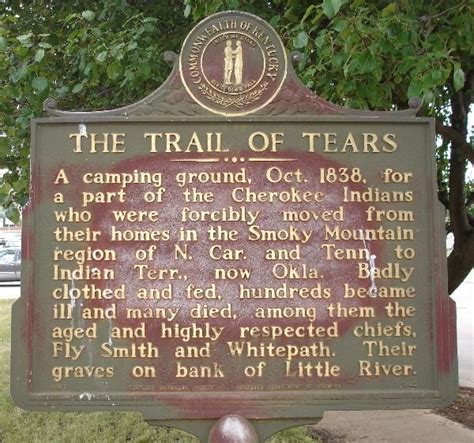 Trail Of Tears Historical Marker Trail Of Tears Cherokee History
