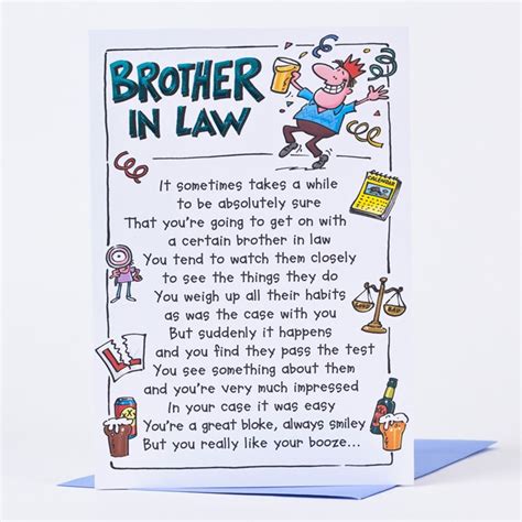 I'm hoping your birthday is full of love, laughter. Birthday Card - Boozy Brother-in-Law | Only 89p