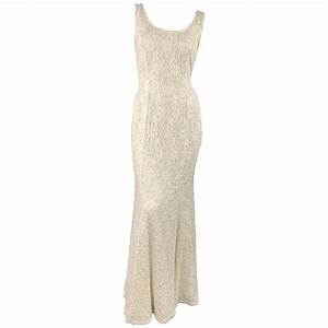  Marc Valvo Size 4 Cream Beaded Lace Overlay Sleeveless Gown For