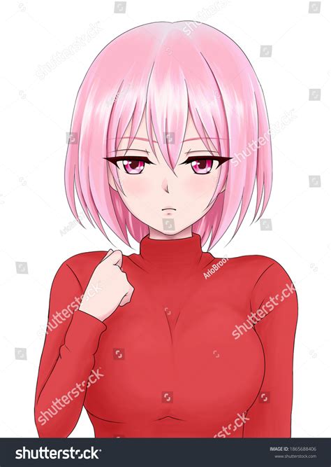 Beautyful Pink Haired Anime Girl Wearing Stock Illustration 1865688406 Shutterstock