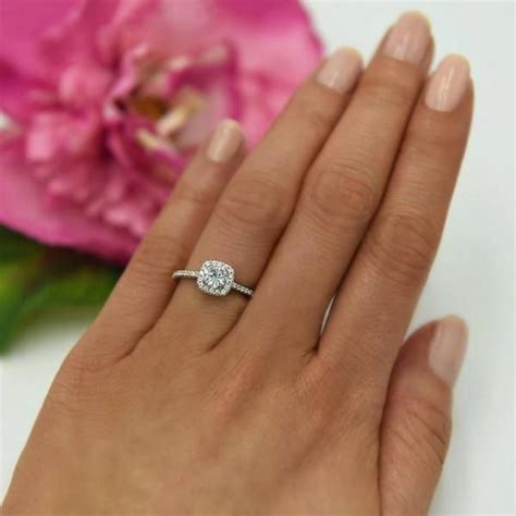 Ct Diamond Square Halo Wedding Engagement Ring K White Gold