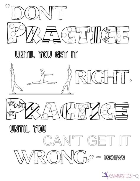 Motivational Quote Gymnastics Coloring Page Gymnastic With Images