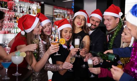 Friends On New Year Eve Party In Bar Stock Image Image Of Together Communicating 222561751