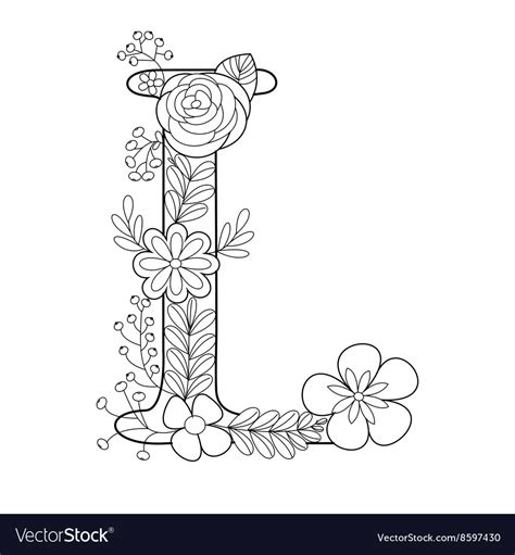 Enjoy these free printable alphabet activities for letter l: Letter L coloring book for adults Royalty Free Vector Image