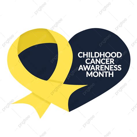 Childhood Cancer Awareness Month With Yellow Gold Ribbon And Blue Heart