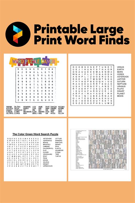 Large Print Word Finds Printable