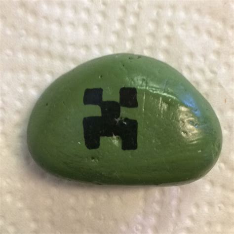 Simple Minecraft Creeper Painted Rock Painted Rocks Rock Crafts