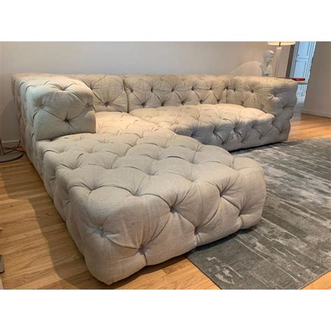 A sectional sofa has multiple pieces that will enable flexibility to break them up or put them together into a single unit to produce multiple appearances. Deep Tufted 2 Piece Sectional Sofa Upholstered in Cream ...