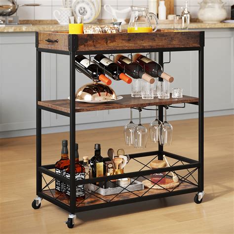 Yitahome Industrial Bar Carts For The Home Mobile Serving Cart On