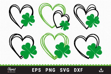 Shamrock Svg Saint Patricks Day Heart Svg Dxf Png By Decobrush