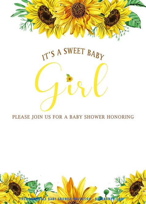 FREE Sunflower Baby Girl Invitation Templates | Baby girl invitations, Girl invitations ...
