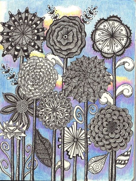 Flower Power Tangle Art Zentangle Artwork Zentangle Drawings