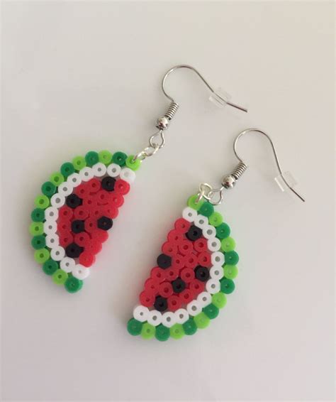 Watermelon Perler Earrings Etsy Hama Beads Patterns Perler Beads