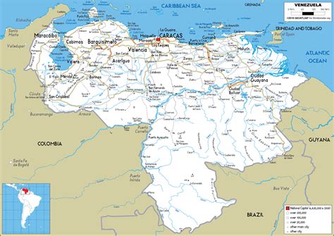 Large Detailed Physical Map Of Venezuela Venezuela La