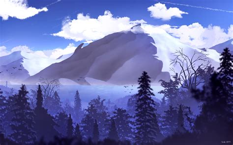 Download Wallpaper 3840x2400 Mountains Lake Trees Landscape Art 4k