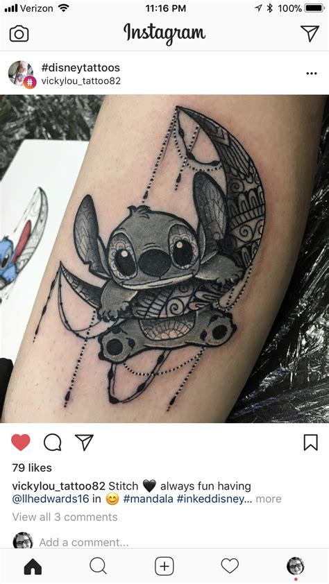 The Cutest Stitch Tattoo Plus A Moon 🌙 Its Everything I Am Looking For