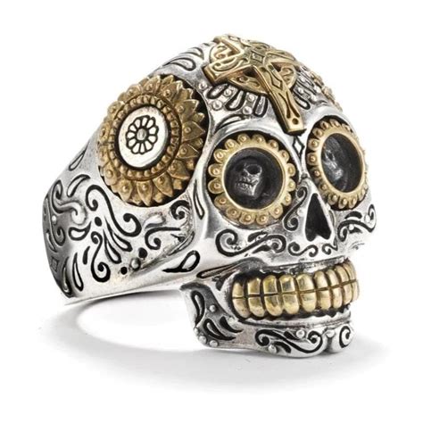 Mens Sugar Skull Biker Ring In 1oz Handmade Sterling Silver Jewelry