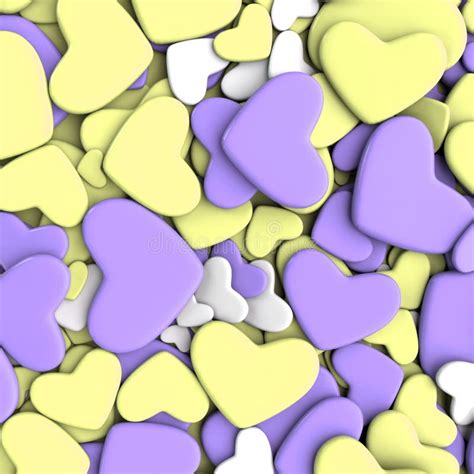 Valentine`s Day Background Group Purple And Yellow Hearts Stock