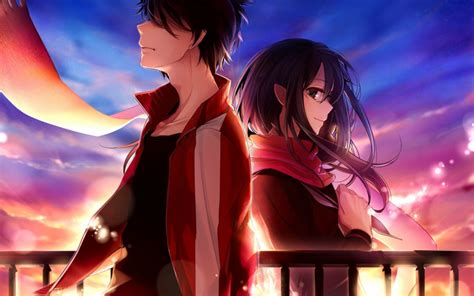 Download Anime Boy Girl Sunset Wallpaper By Jamesg23 Anime Boy And