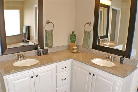 Corner bathroom sinks for small spaces. L-Shaped bathroom vanity - Double sinks... | L shaped ...