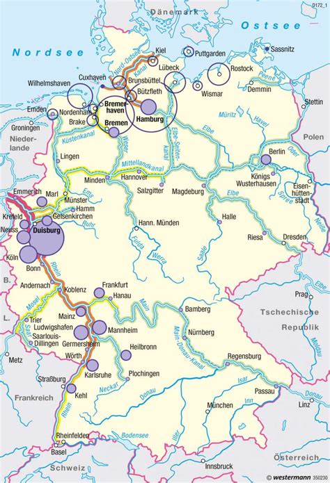 Klassifizierung der bundeswasserstraßen, kilometrierung, schleusen. Diercke Weltatlas - Kartenansicht - Deutschland - Schiffsverkehr - 978-3-14-100800-5 - 64 - 4 - 1
