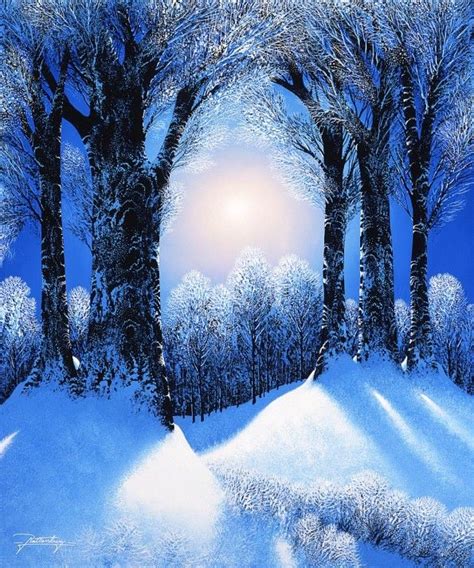 The Frozen Forest Winter Scene Paintings Forest Wallpaper Mural