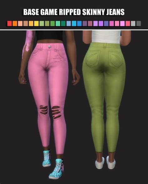 Base Game Ripped Skinny Jeans Sims 4 Alpha Edit Of Kids Jeans To