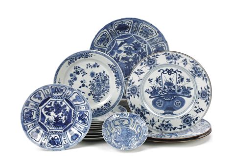 A Collection Of Chinese Blue And White Plates And Dishes Wanli 1573