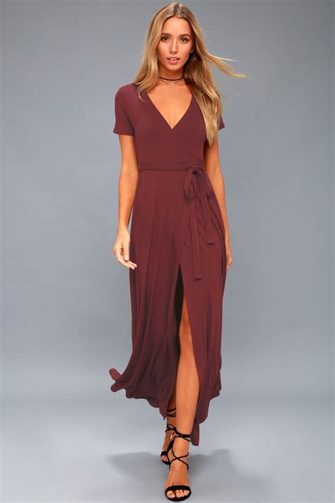 Lovely Plum Purple Dress Wrap Dress Maxi Dress Lulus