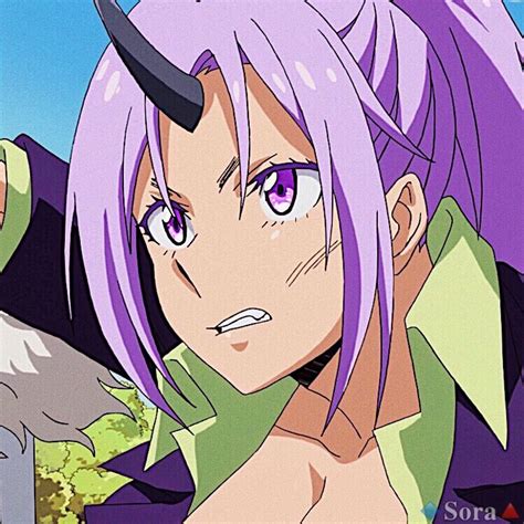 An Anime Character With Purple Hair And Horns