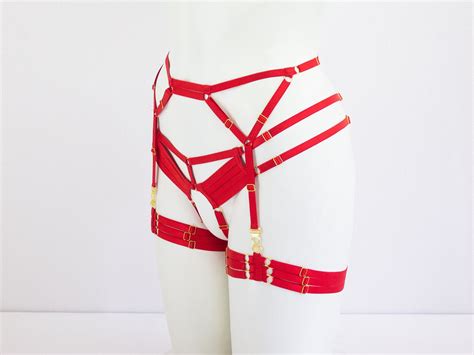 Red Body Harness Lingerie Set Red Garter Belt Red Lingerie Set Costume Harness Harness