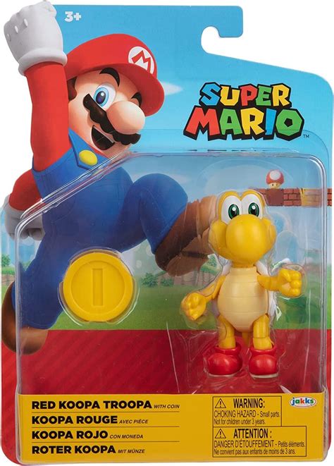 Jakks Pacific Super Mario Red Koopa Troopa With Coin 4 In Action Figure