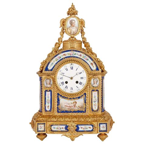 Napoleon Iii Period Gilt Bronze And Sèvres Style Porcelain Mantel Clock
