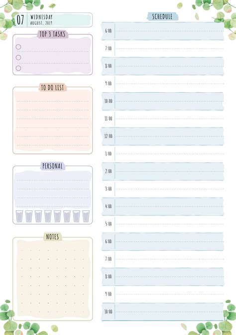 Download Printable Daily Planner Floral Style Pdf