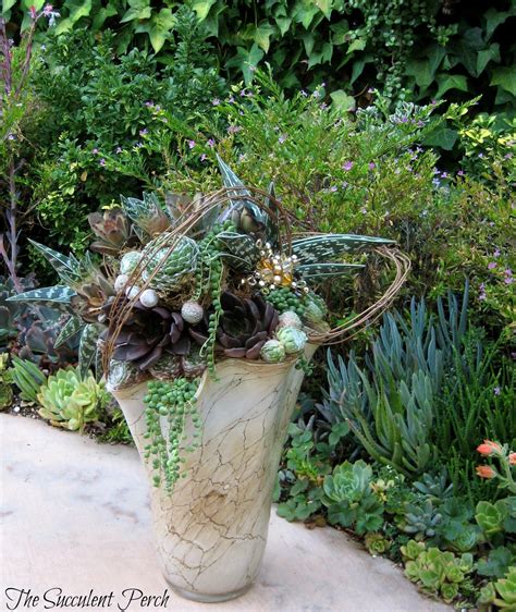 Floral Style Succulent Container Arrangement By The Succulent Perch