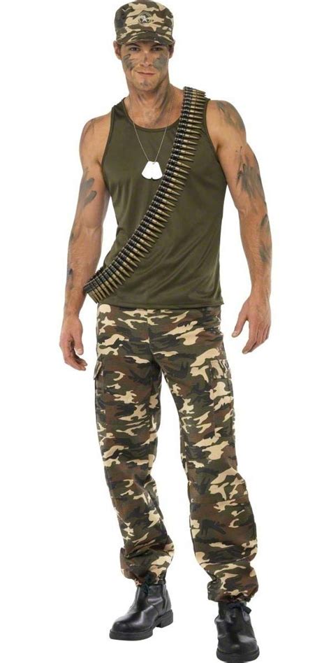 Adult Mens Khaki Camo Army Costume Army Costume Soldier Costume